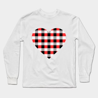 Red and Black Plaid Heart Long Sleeve T-Shirt